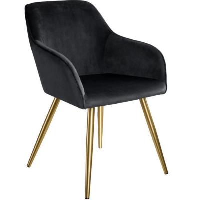 Tectake chaise marilyn effet velours style scandinave - noir/or 403654