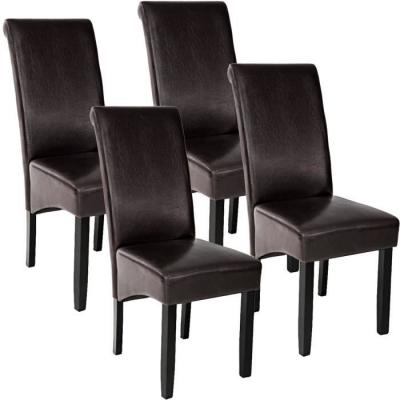 Tectake lot de 4 chaises aspect cuir - marron 403496