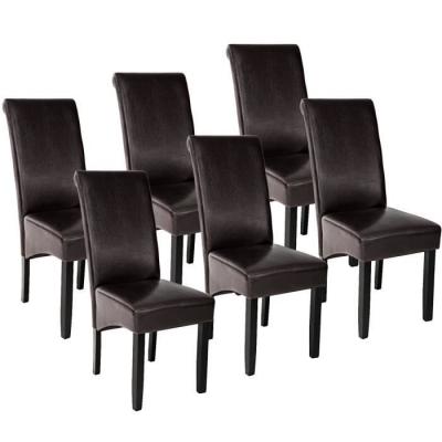 Tectake lot de 6 chaises aspect cuir - marron 403497
