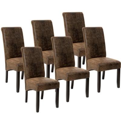 Tectake lot de 6 chaises aspect cuir - marron fonc&eacute; 403501