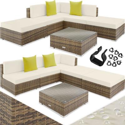 TECTAKE  Canap&eacute; de jardin PARIS modulable 5 places - marron naturel