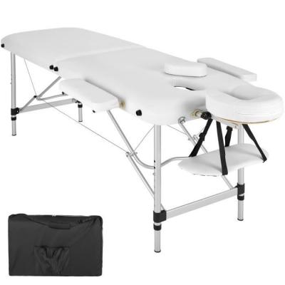 TECTAKE Table de massage pliante 2 zones aluminium portable + housse blanc