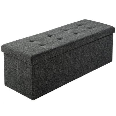TECTAKE Banc coffre de rangement pliable en polyester 110x38x38cm gris fonc&eacute;