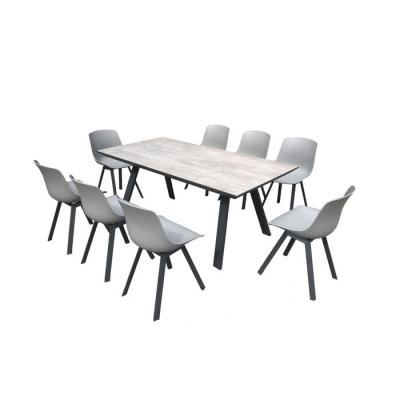 CONCEPT USINE TEMARA - Salon de jardin aluminium et plateau aspect ciment