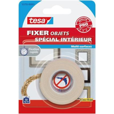 TESA  Ruban adh&eacute;sif  double-face sp&eacute;cial int&eacute;rieur - Longueur 1,5 m