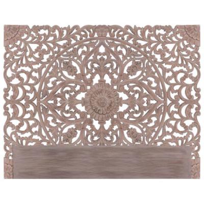 COTECOSY T&ecirc;te de lit proven&ccedil;ale bois sculpt&eacute; peint marron Siera 180