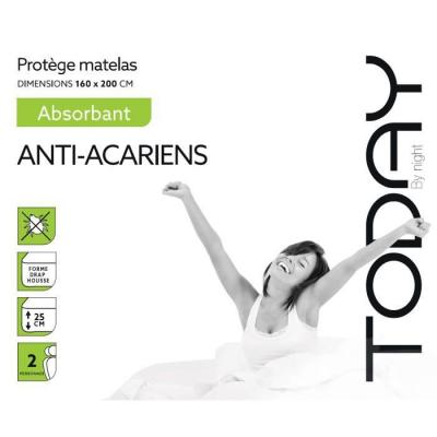 TODAY  Prot&egrave;ge Matelas / Al&egrave;se Absorbant Anti-Acariens 160x200cm - 100% Coton  