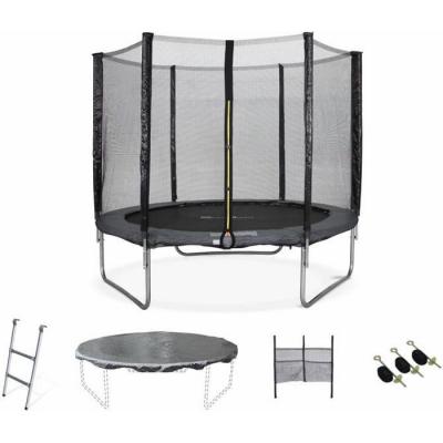 ALICE S GARDEN Trampoline 250 Cm - Pluton Xxl Gris - Avec Filet De Protection. &Eacute;chelle. B&acirc;che. Filet Pour