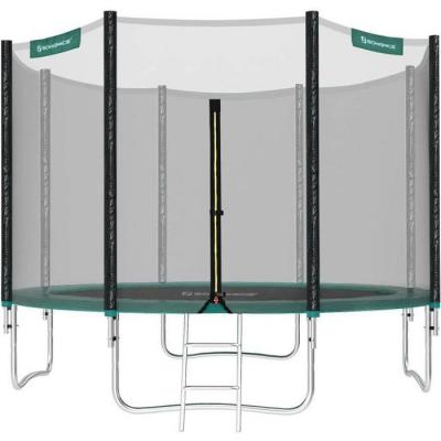 SONGMICS Trampoline &Oslash; 305 cm, avec &Eacute;chelle, Filet de Protection, Poteaux recouverts, Noir et Vert STR10GN
