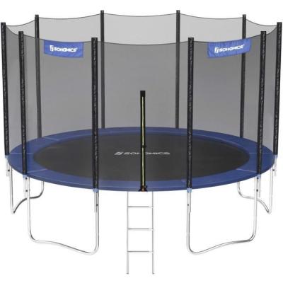 SONGMICS Trampoline ext&eacute;rieur avec &eacute;chelle et filet de protection, Bleu / &Oslash; 427 cm
