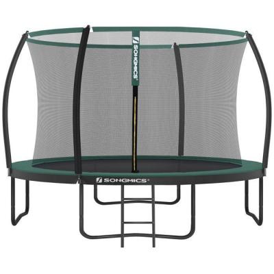 SONGMICS  Trampoline ext&eacute;rieur avec &eacute;chelle, Vert / &Oslash; 366 cm