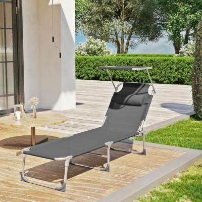 SONGMICS  Chaise longue avec dossier, Gris / 53 x 193 x 29,5 cm