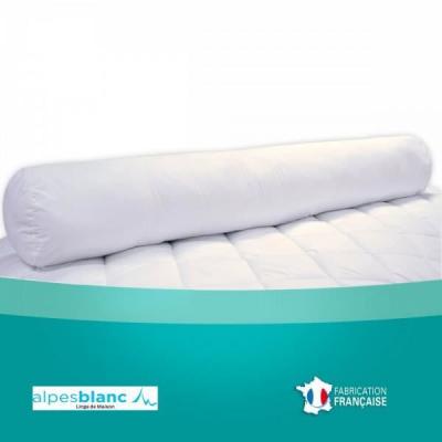 ALPES BLANC  - Traversin 160 cm - Anti-Acariens et Anti-Bact&eacute;riens - Confort Moelleux - Enveloppe Coton - Fabrication Fran&ccedil;aise 