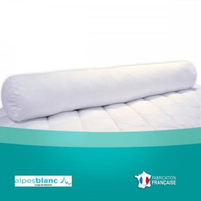 ALPES BLANC  - Traversin 90 cm - Anti-Acariens et Anti-Bact&eacute;riens - Confort Moelleux - Enveloppe Coton - Fabrication Fran&ccedil;aise 