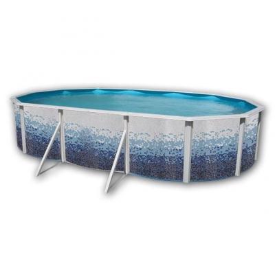 TOI Kit Piscine Hors-sol Acier  Trencadis Ovale D&eacute;coration C&eacute;ramique 6.40 X 3.66 X 1.20m 