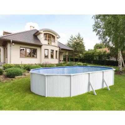 TRIGANO  Piscine m&eacute;tal hors sol Saphir - 7,90 x 4,85 x 1,20 m - Blanc