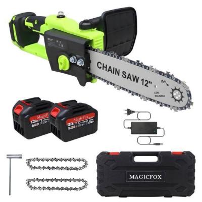 MAGICFOX Tron&ccedil;onneuse Brushless sans fil Coupe 30 cm  Auto lubrification avec 2 batteries*6.0Ah 2 chaines Tron&ccedil;onneuse L&eacute;g&egrave;re 