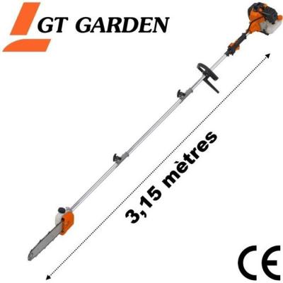 GT GARDEN Elagueuse thermique sur perche, 52 cm3, 3 cv, longueur 3.15 m&egrave;tres