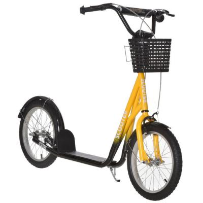HOMCOM  Trottinette patinette enfant grandes roues ch&acirc;ssis m&eacute;tal freins Dim. 139L x 58l x 90-96H cm