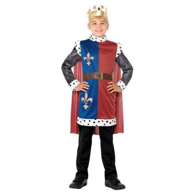SMIFFYS  Costume roi Arthur m&eacute;di&eacute;val, Rouge, avec tunique, cape et couronne - Enfant - M