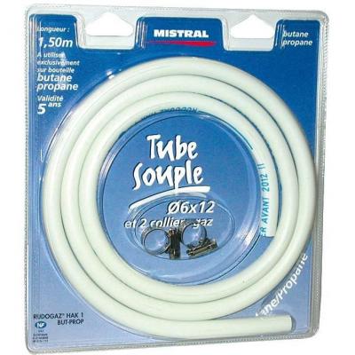 MISTRAL Tuyau gaz butane propane - D: 6 mm - 1.5 m + 2 colliers