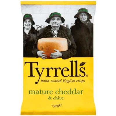 TYRRELL S Tyrrell's Chips Cheddar Affine/Ciboulette 150 g - Lot de 4