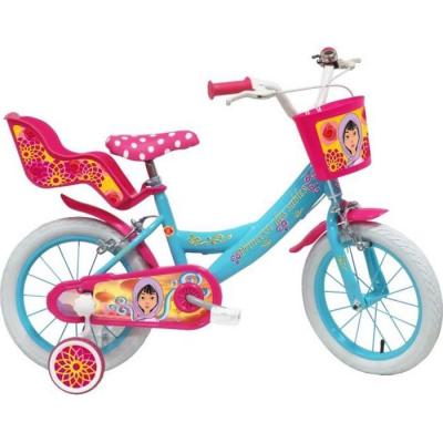  V&eacute;lo Enfant Fille 16  Princesse Des Sables - 5 &agrave; 7 ans - Bleu & Rose &eacute;quip&eacute; de 2 Freins