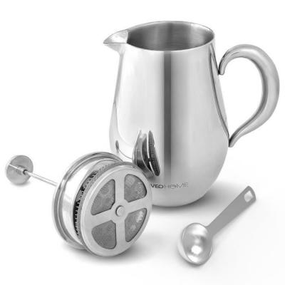 VEOHOME Cafeti&egrave;re et Th&eacute;i&egrave;re &agrave; Piston incassable &agrave; double paroi  - Gris - 20 tasses - Caf&eacute; moulu