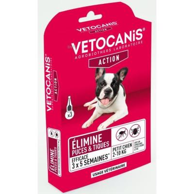 VETOCANIS  Pipettes Spot on Fipronil, Anti-Puces et Anti-Tiques - Pour petit chien