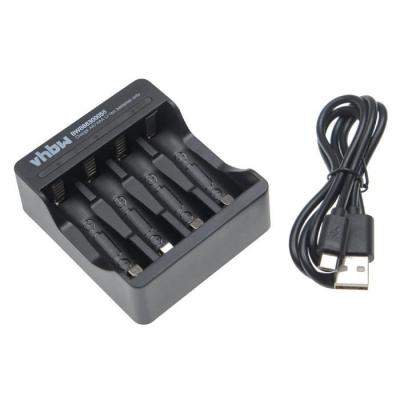 VHBW Chargeur de piles 4 bornes compatible avec piles aa/ aaa rechargeables, batteries, piles domestiques Li-ion - Chargeur Micro usb - 