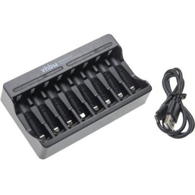 VHBW  Chargeur de piles 8 bornes compatible avec piles AA/ AAA rechargeables, batteries, piles domestiques Li-ion - Chargeur Micro USB