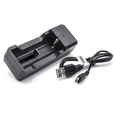 VHBW Chargeur de piles compatible avec batteries rondes au lithium 14500, 17670, 18350, 18500, 18650 batteries, piles domestiques - Chargeur micro-USB