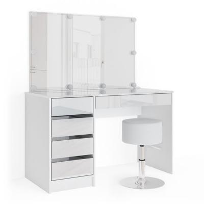 Coiffeuse ""Sherry"" Blanc brillant avec banc et &eacute;clairage led Vicco