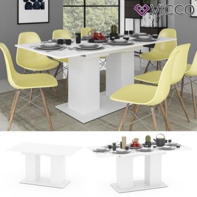 Vicco table de salle &agrave; manger, blanc, 90x140cm 