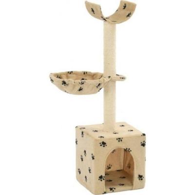 VIDAXL Arbre &Agrave; Chat Et Griffoirs En Sisal 105 Cm Beige Motif De Pattes