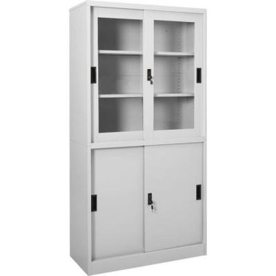 Armoire &agrave; bureau porte coulissante Gris clair 90x40x180cm Acier