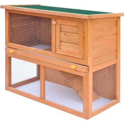 VIDAXL  - Clapier d'ext&eacute;rieur Enclos pour petits animaux 1 porte Bois Laiton