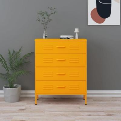 Vidaxl - Commode Jaune moutarde 80x35x101,5 cm Acier Mustard yellow
