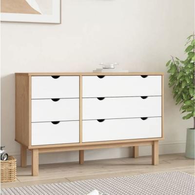 Vidaxl commode otta marron et blanc 111x42x73,5 cm bois de pin massif
