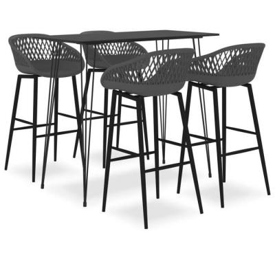 Ensemble de bar 5 pcs Noir et gris - Vidaxl