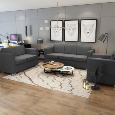 VIDAXL  - Ensemble de canap&eacute;s trois pi&egrave;ces Tissu Gris fonc&eacute; Dark grey