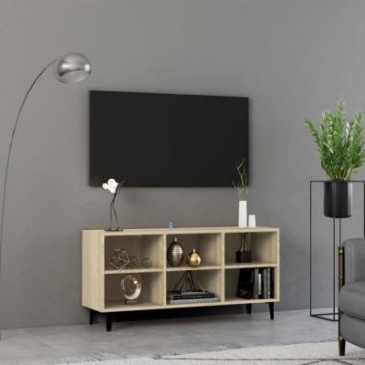 VIDAXL Mercatoxl - Meuble tv avec pieds en m&eacute;tal Ch&ecirc;ne sonoma 103,5x30x50 cm