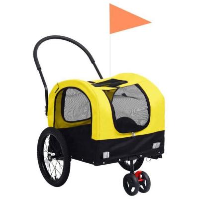 VIDAXL  remorque de v&eacute;lo de chiens et poussette 2-en-1 jaune/noir 9,5kg
