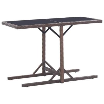 VIDAXL Table de jardin Marron 110x53x72 cm Verre et r&eacute;sine tress&eacute;e
