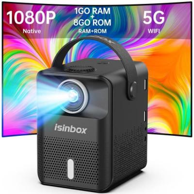 ISINBOX Vid&eacute;oprojecteur portable Full HD 1080p 500 lumens Supporte 5G Wifi wireless Bluetooth Home Cin&eacute;ma 