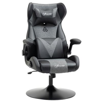 VINSETTO Fauteuil gaming r&eacute;glable t&eacute;ti 69x73x118cm Gris