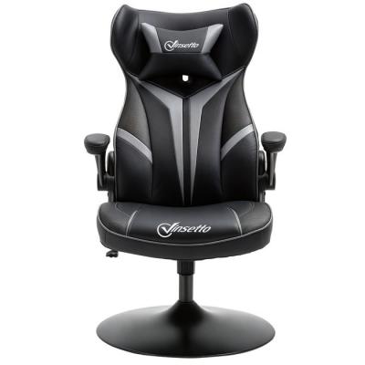 VINSETTO Fauteuil gaming r&eacute;glable t&eacute;ti&egrave;re accoudoirs relevables m&eacute;tal PVC