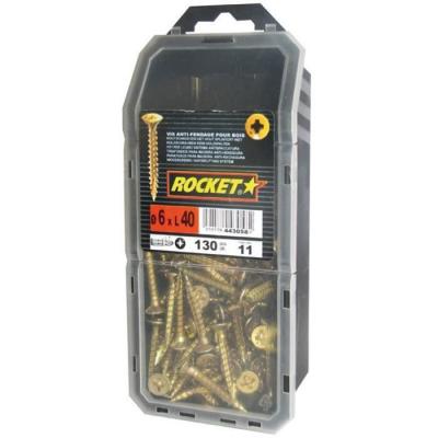ROCKET Vis bois anti-fendage - D 6x40mm -pozi-acier bichromat&eacute;