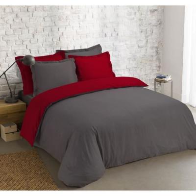 VISION  - Bicolore - Housse De Couette R&eacute;versible 240x220cm Avec 2 Taies 65x65cm