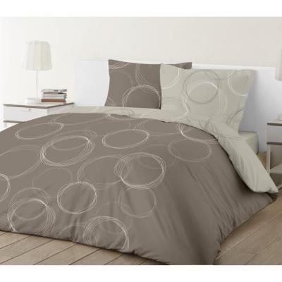 VISION  - Lenny - Parure Housse De Couette R&eacute;versible Avec 1 Taie 65x65cm - 100% Coton